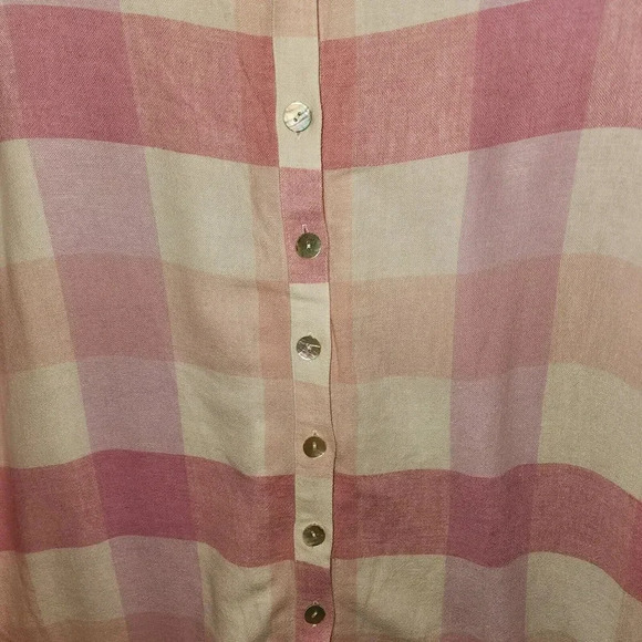 Soft Surrounding Women Pink Plaid Shirt Button Down Pearly Buttons Size 2X SBU60 - Picture 5 of 8